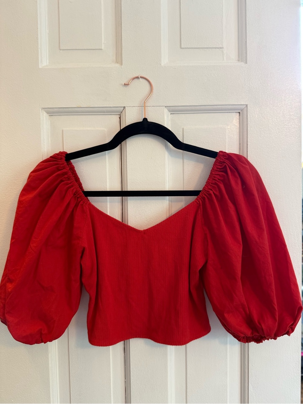 Abercrombie Red Puff Sleeve Women's Top